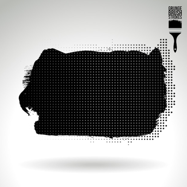 Trazo de pincel negro y textura Grunge vector abstracto elemento pintado a mano
