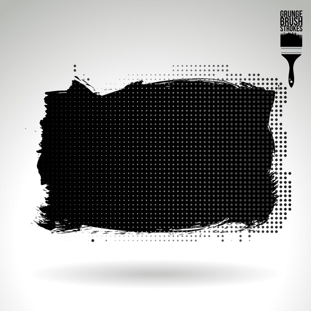 Trazo de pincel negro y textura Grunge vector abstracto elemento pintado a mano