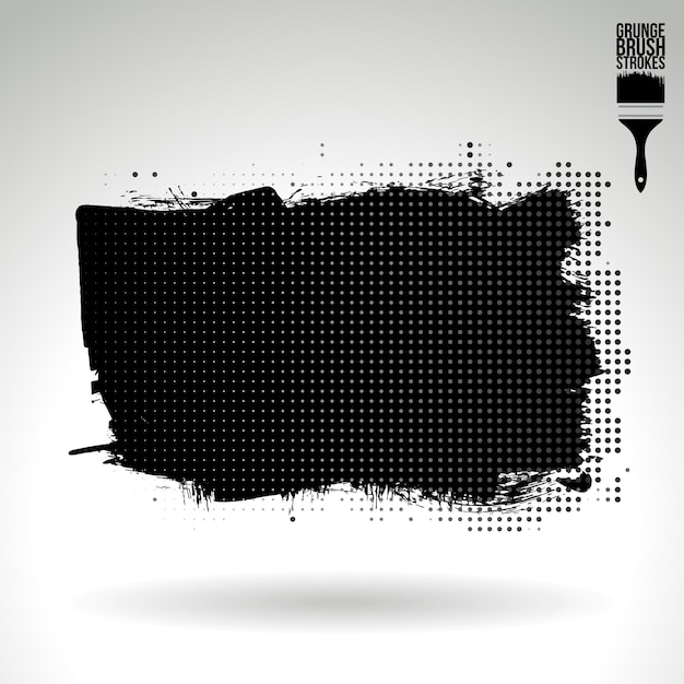 Trazo de pincel negro y textura Grunge vector abstracto elemento pintado a mano