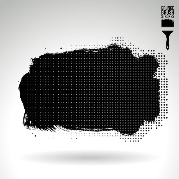 Trazo de pincel negro y textura Grunge vector abstracto elemento pintado a mano