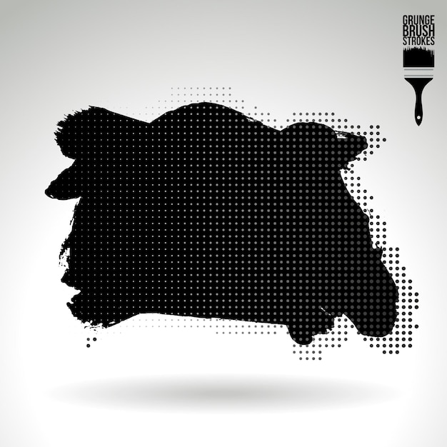 Trazo de pincel negro y textura Grunge vector abstracto elemento pintado a mano