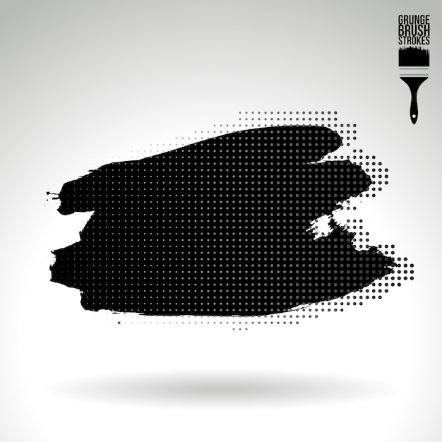 Trazo de pincel negro y textura Grunge vector abstracto elemento pintado a mano