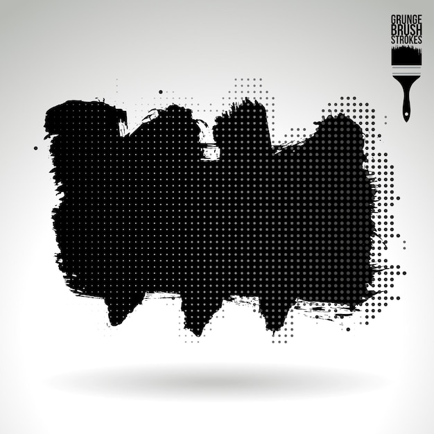 Trazo de pincel negro y textura Grunge vector abstracto elemento pintado a mano