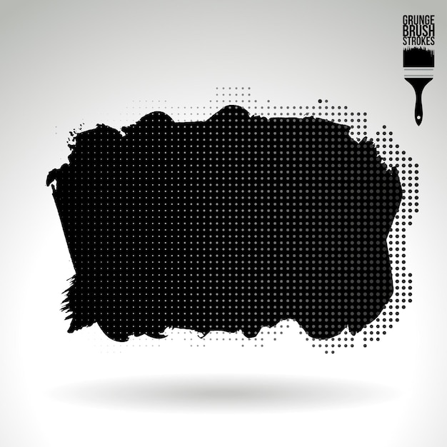 Trazo de pincel negro y textura Grunge vector abstracto elemento pintado a mano