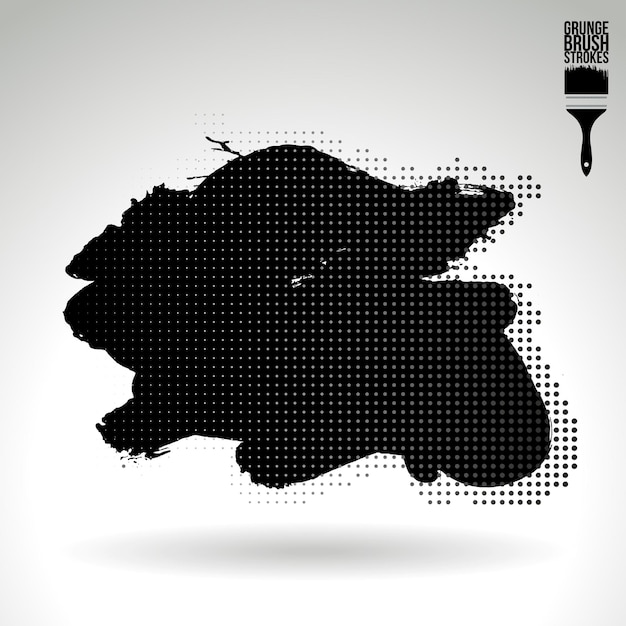 Trazo de pincel negro y textura Grunge vector abstracto elemento pintado a mano