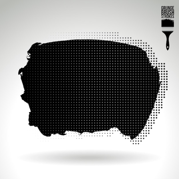Trazo de pincel negro y textura Grunge vector abstracto elemento pintado a mano