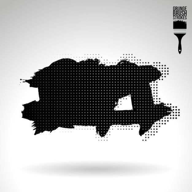 Trazo de pincel negro y textura Grunge vector abstracto elemento pintado a mano