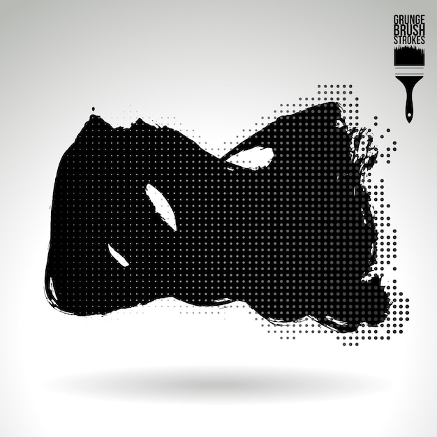 Trazo de pincel negro y textura Grunge vector abstracto elemento pintado a mano