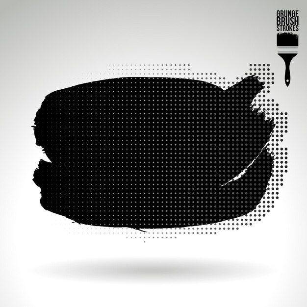 Trazo de pincel negro y textura Grunge vector abstracto elemento pintado a mano