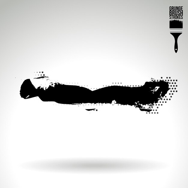 Trazo de pincel negro y textura Grunge vector abstracto elemento pintado a mano