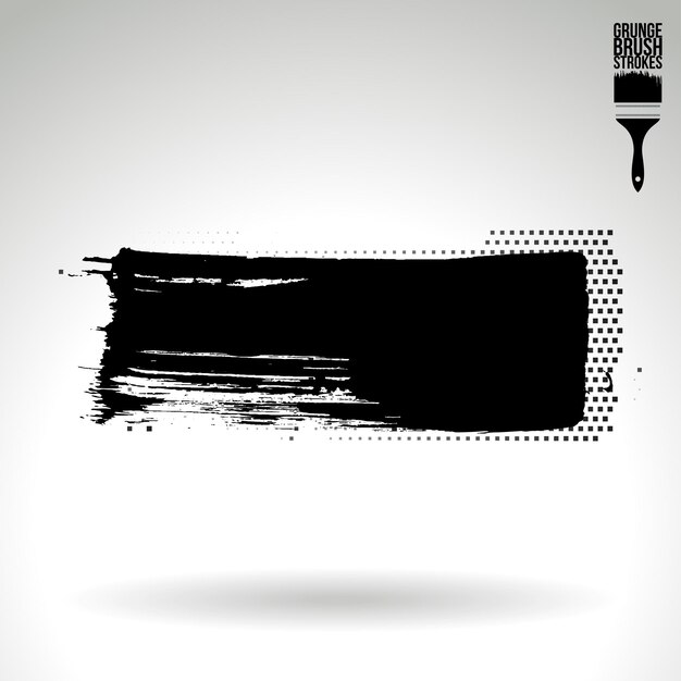 Trazo de pincel negro y textura grunge vector abstracto elemento pintado a mano