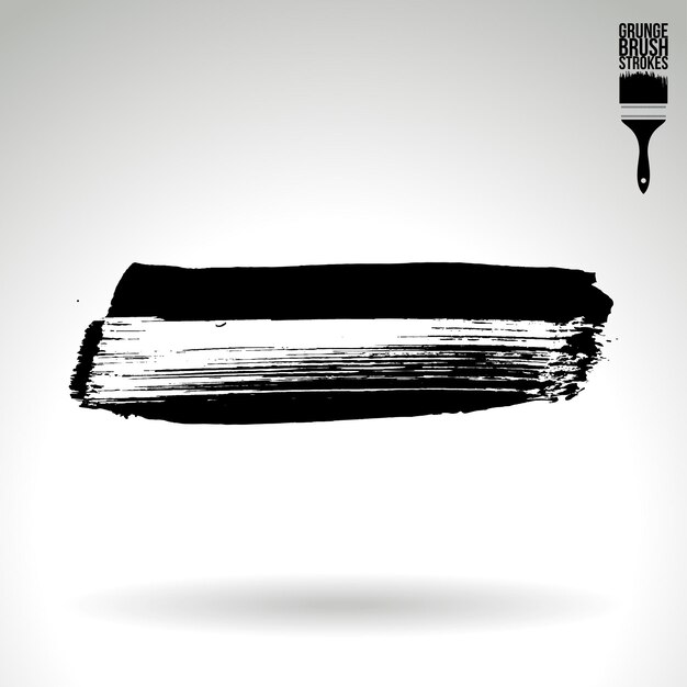 Trazo de pincel negro y textura Grunge vector abstracto elemento pintado a mano