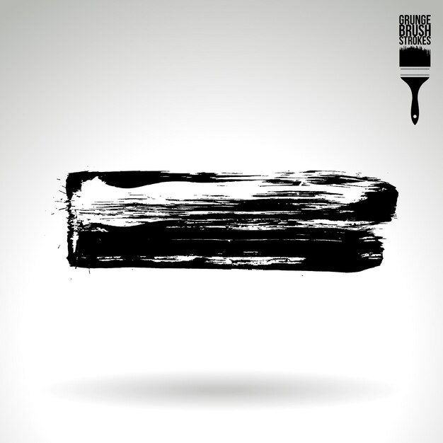 Trazo de pincel negro y textura Grunge vector abstracto elemento pintado a mano