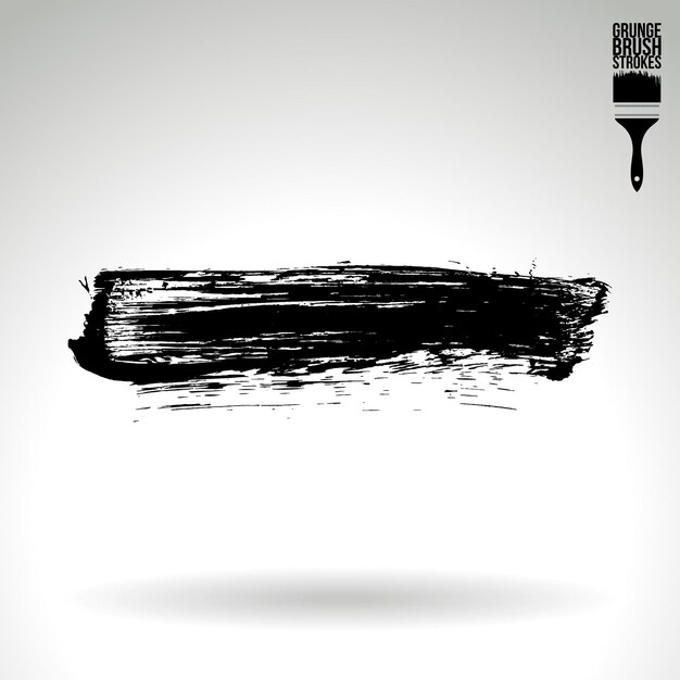 Trazo de pincel negro y textura Grunge vector abstracto elemento pintado a mano