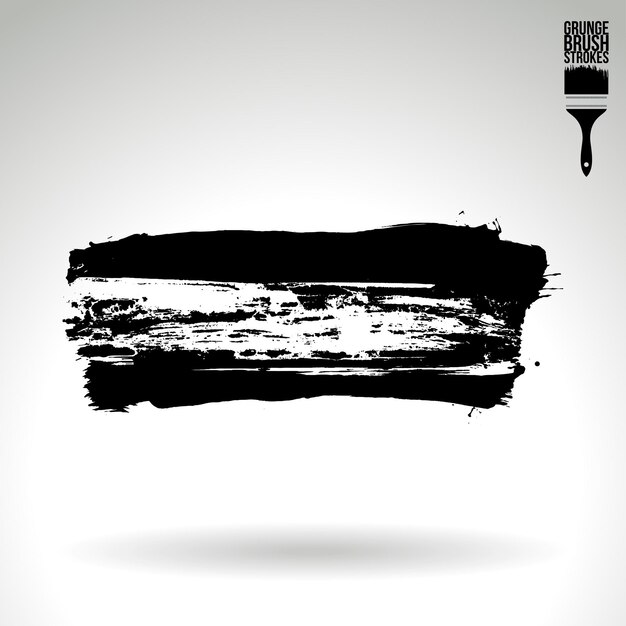 Trazo de pincel negro y textura Grunge vector abstracto elemento pintado a mano