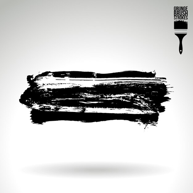 Trazo de pincel negro y textura Grunge vector abstracto elemento pintado a mano