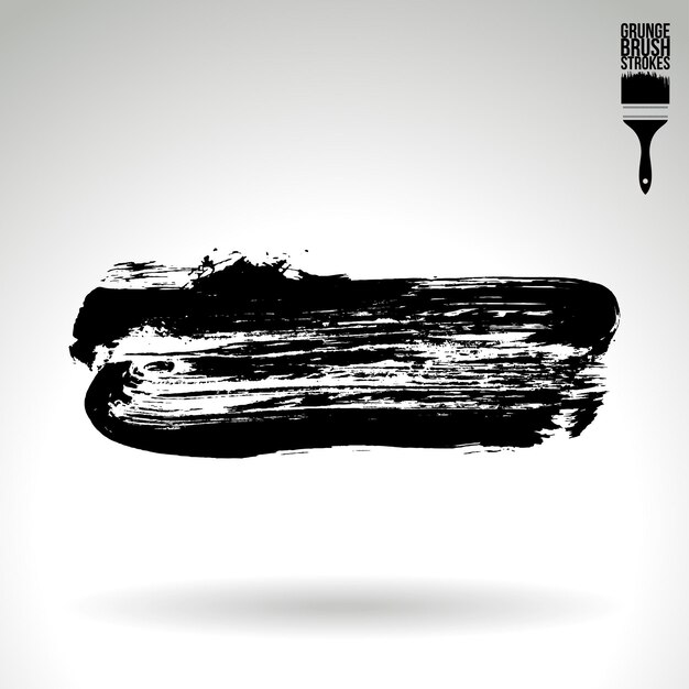 Trazo de pincel negro y textura Grunge vector abstracto elemento pintado a mano