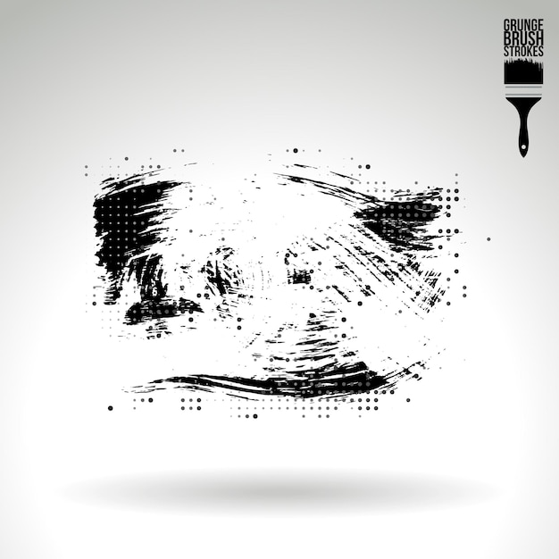 Trazo de pincel negro y textura. Grunge vector abstracto mano - elemento pintado.