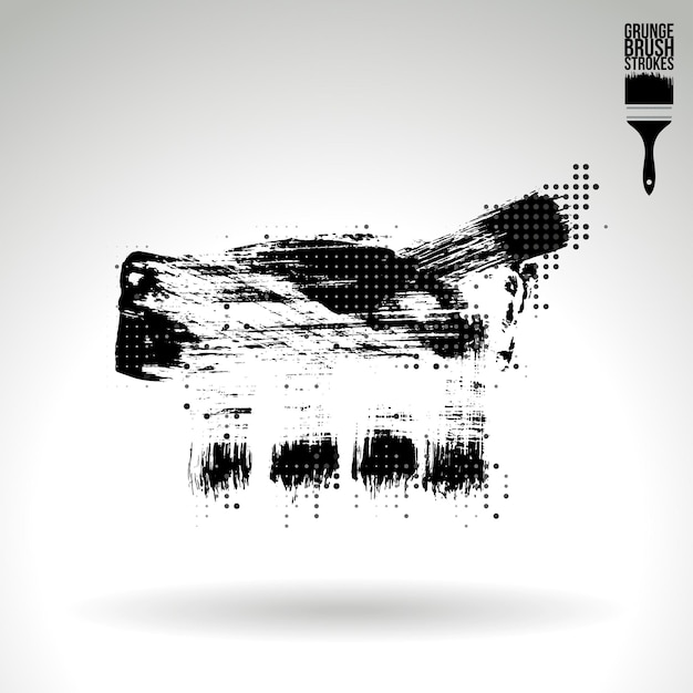 Trazo de pincel negro y textura. Grunge vector abstracto mano - elemento pintado.