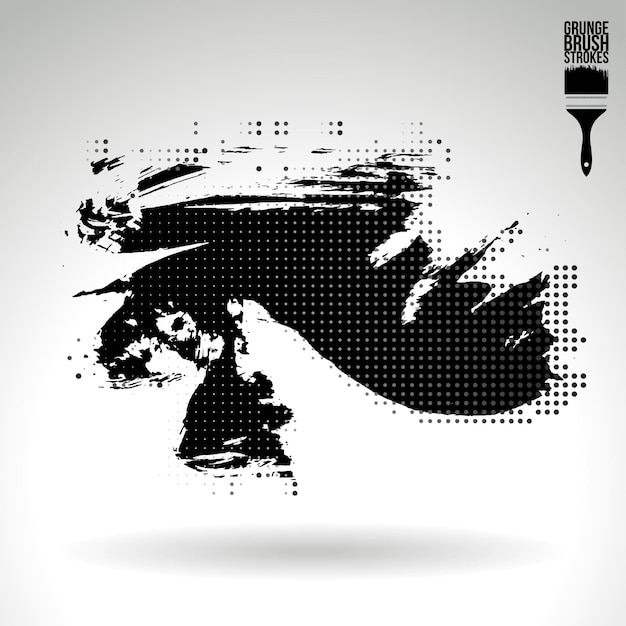 Trazo de pincel negro y textura. Grunge vector abstracto mano - elemento pintado.
