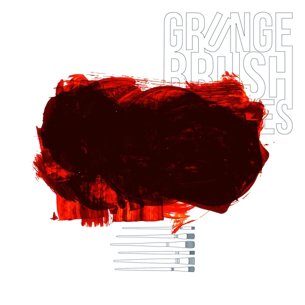 Trazo de pincel rojo y textura Grunge vector abstracto elemento pintado a mano Subrayado y borde