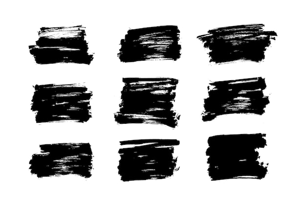 Trazo de pincel de tinta y plantilla de grunge de pincel con tinta negra de trazo de pincel Diseño vectorial