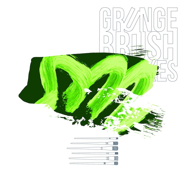 Trazo de pincel verde y textura. Grunge vector abstracto mano - elemento pintado.