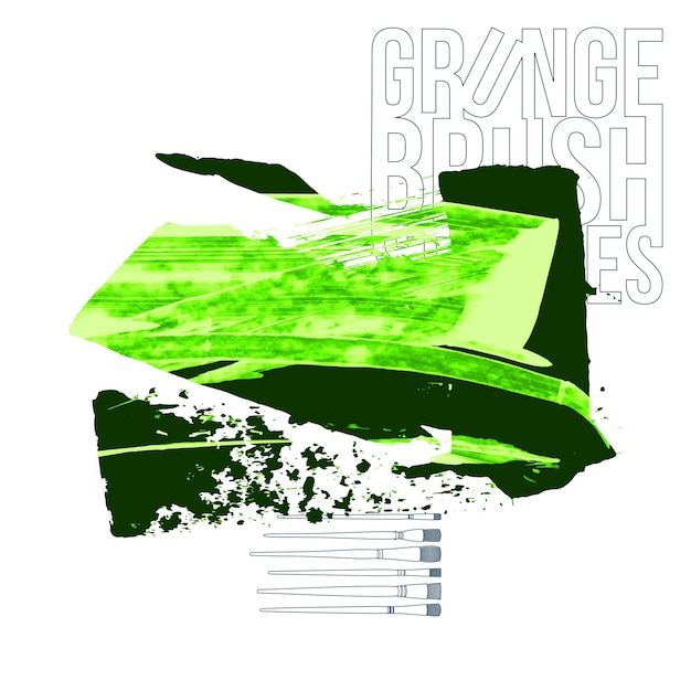 Trazo de pincel verde y textura. Grunge vector abstracto mano - elemento pintado.