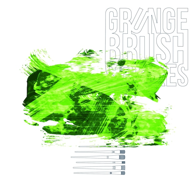 Trazo de pincel verde y textura. Grunge vector abstracto mano - elemento pintado.
