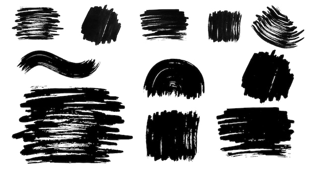 Trazos Elementos de diseño Grunge Cuadros de texto rectangulares Burbujas de voz Pancartas de textura desordenada Salpicaduras de tinta Textura pintada áspera