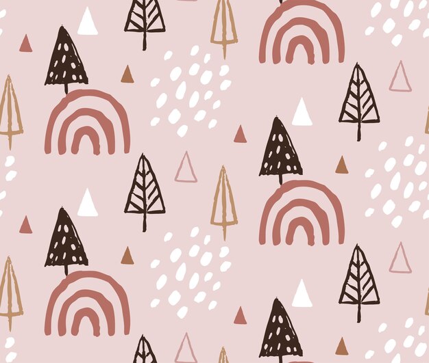 Trazos de Navidad y Año Nuevo dibujados a mano bocetos e íconos de fondo vectorial