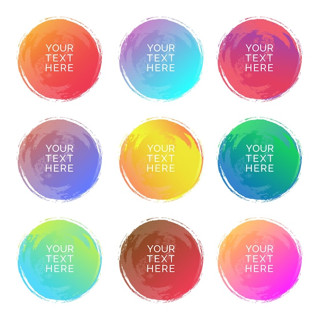 Trazos de pincel de acuarela dibujados a mano conjunto de formas circulares y diferentes colores aislados en un fondo blanco fondo vectorial acuarela ilustración vectorial