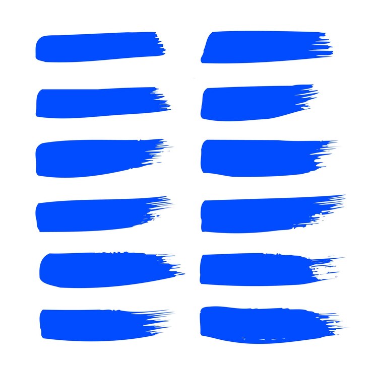 Trazos de pincel azul Juego de pinceles vectoriales Elementos de diseño de grunge redondo Cuadros de texto largos Sucio