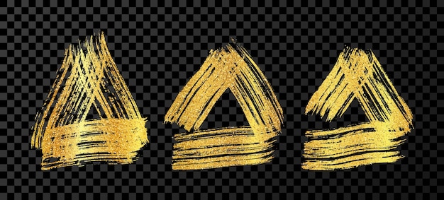 Trazos de pincel dorado grunge en forma de triángulo