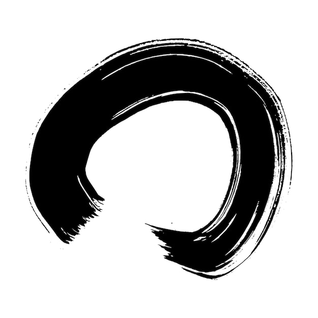 Trazos de pincel grunge negro en forma de círculo