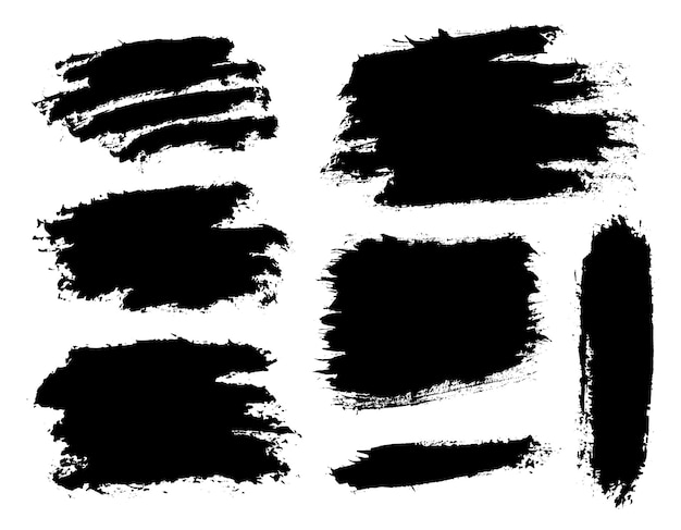 Trazos de pincel Juego de pinceles vectoriales Elementos de diseño grunge Cuadros de texto largos Banners de textura sucia Salpicaduras de tinta Objetos pintados