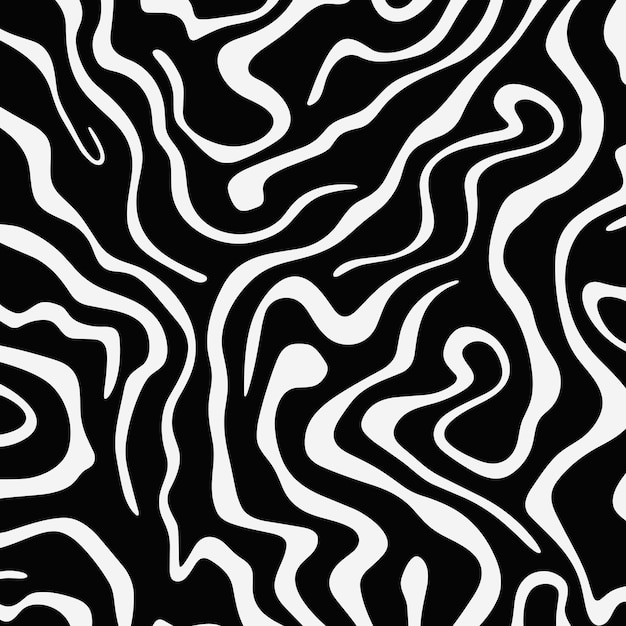 Trazos de pincel ondulados y arremolinados Líneas curvas en negrita y adornos de garabatos en un patrón vectorial sin costuras