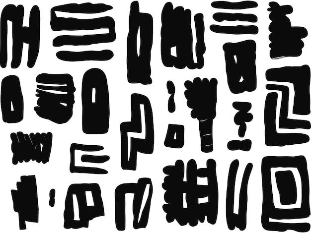 Trazos de pincel pintados a mano ambientados en el estilo de formas y patrones geométricos Elementos similares a rompecabezas