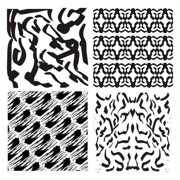 Trazos de pincel pintados a mano sobre fondo gris oscuro Vector abstracto Ilustración de patrones sin fisuras.