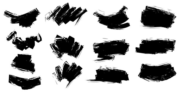 Trazos de pincel de textura grunge elementos negros Conjunto de texturas vectoriales