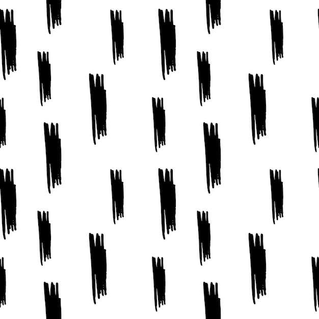 Trazos de pincel de tinta y líneas. Pinceles de doodle grunge sobre fondo blanco. Patrón abstracto vector transparente.