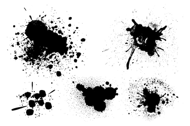 Trazos de pincel de tinta negra abstracto creativo set iconos