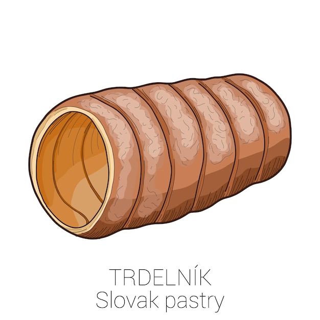 Trdelnik pastelería eslovaca pastelería pastel colorido vector ilustración