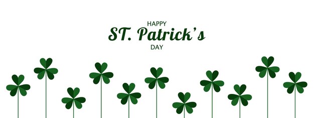 Los tréboles verdes con lugar para el texto en fondo blanco feliz día de San Patricio
