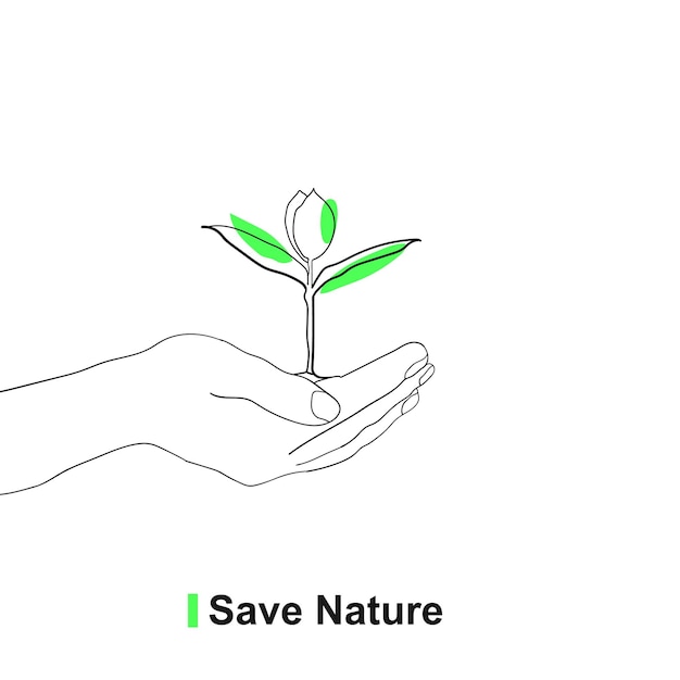 Tree save naturaleza línea arte dibujo estilo mejor entorno vector