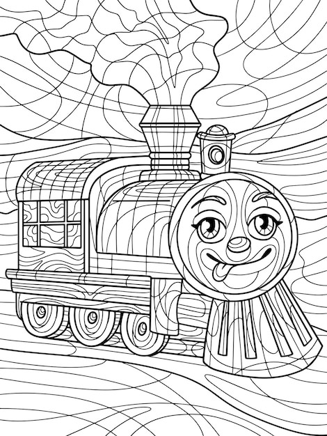 Vector un tren con una cara en el frente.