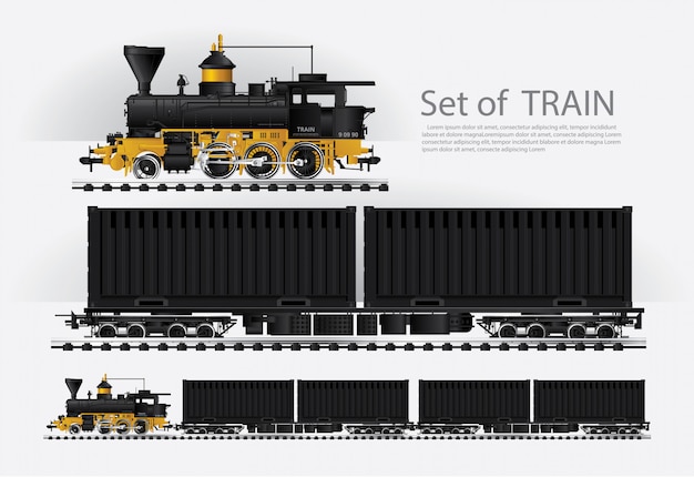 Vector tren de carga en una carretera de ferrocarril ilustración vectorial