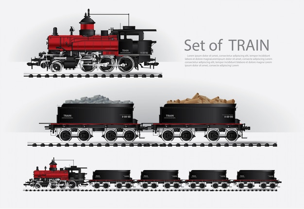 Tren de carga en una carretera de ferrocarril ilustración vectorial