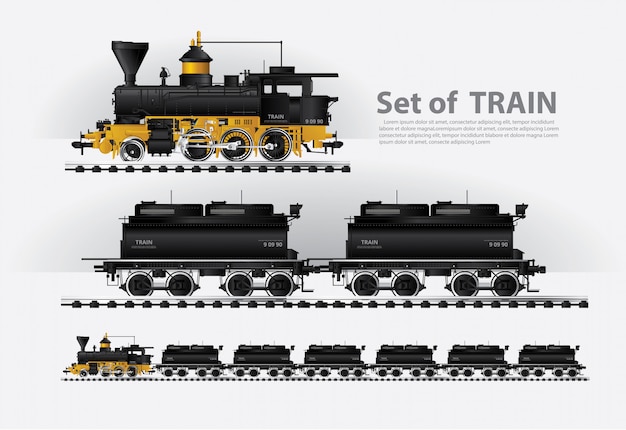 Tren de carga en una vía férrea ilustración vectorial