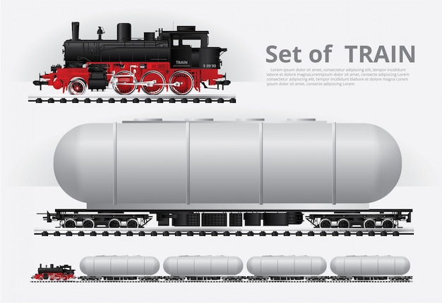 Vector tren de carga en una vía férrea